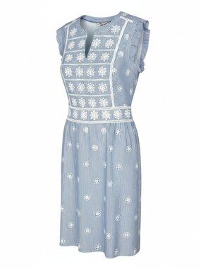 Boden Women's Size 12R Cotton Hotchpotch Broderie Eyelet Shift Dress Sleeveless